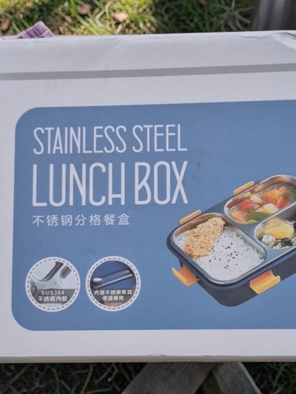 Laxson Stainless Steel Lunch Box with Orange Clips